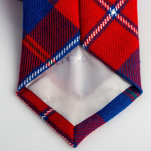 Vintage Wool Tie | Lochcarron Hunting Tie | Red and Blue Wool Tartan Tie - Picture 4 of 6